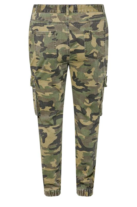 Plus Size Khaki Green Camo Ripped Cargo Pocket Jeans | Yours Clothing  6