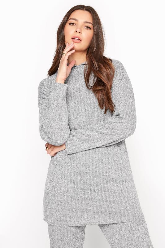 LTS Tall Grey Ribbed Co-ord Hoodie 2