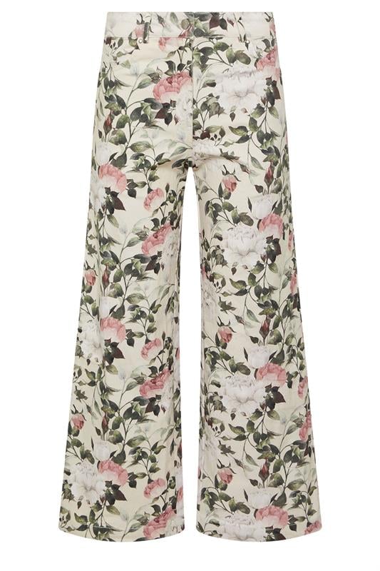 PixieGirl Petite Women's Cream Floral Wide Leg Jeans | PixieGirl 6