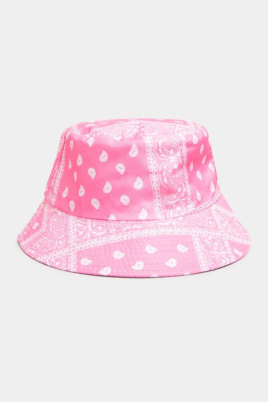 Plus Size Pink & Black Paisley Print Reversible Bucket Hat | Yours Clothing  4