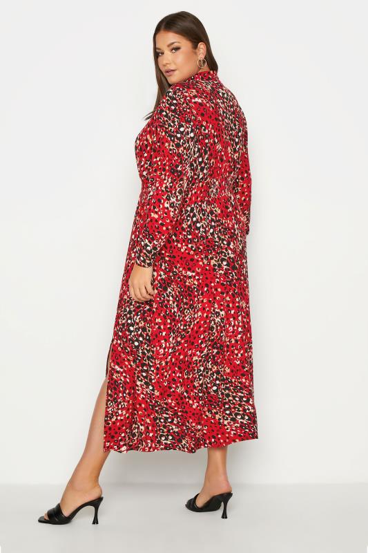 YOURS LONDON Curve Red Leopard Print Wrap Midaxi Dress 3