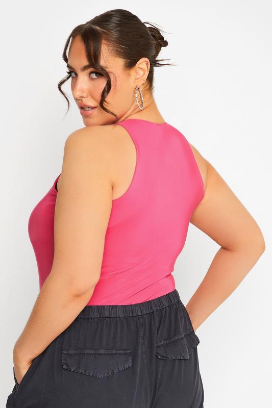 LIMITED COLLECTION Curve Plus Size Pink Racer Bodysuit | Yours Clothing  4