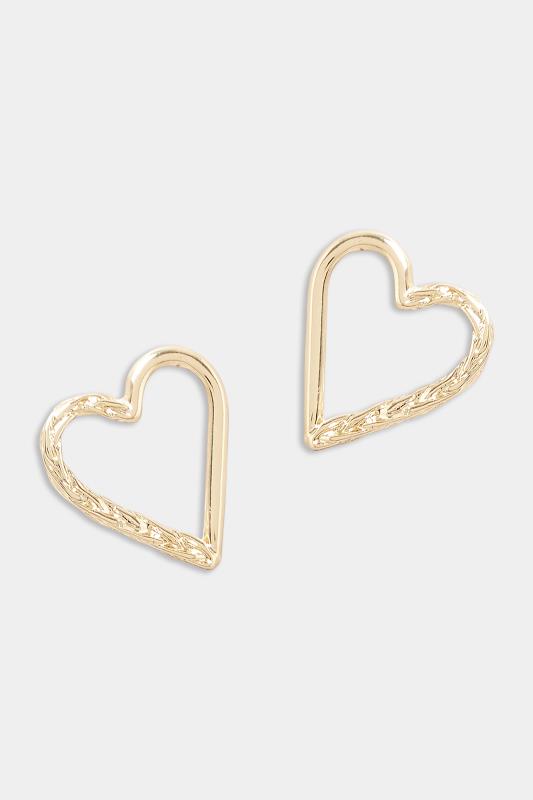 Gold Twist Heart Earrings | Yours Clothing 2