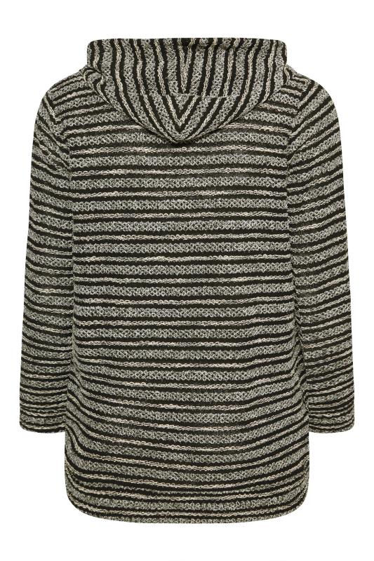 Plus Size Curve Black Stripe Zip Through Knitted Cardigan | Yours Clothing  7