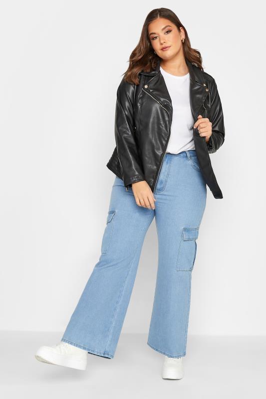 YOURS Plus Size Faux Leather Biker Jacket | Yours Clothing 2