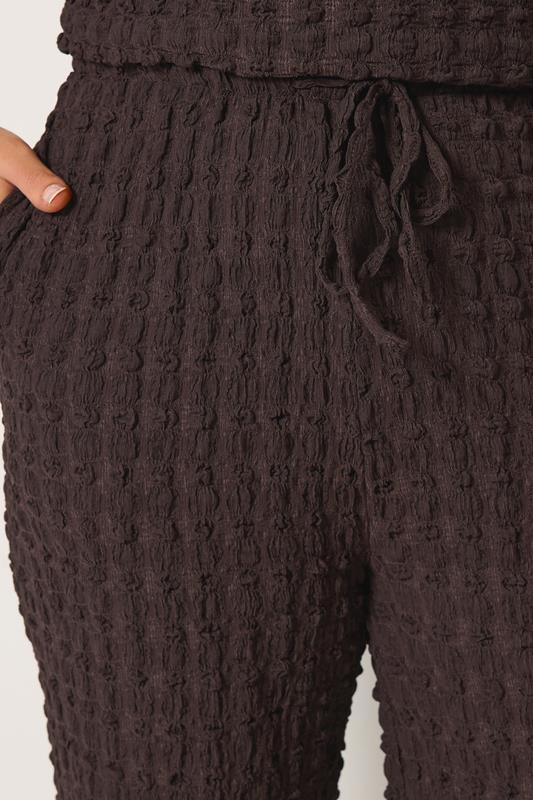 YOURS Plus Size Set Chocolate Brown Set Bubble Textured Top & Trousers | Yours Clothing 6