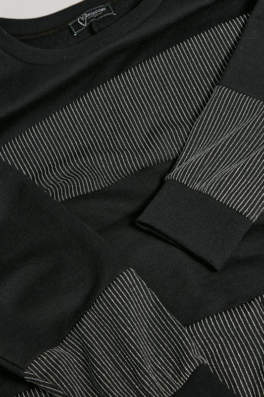 YOURS LUXURY Black & Silver Block Stripe Long Sleeve Sweatshirt | Yours Clothing 8