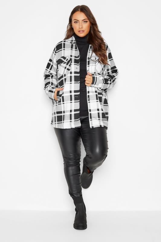 Curve Black & White Check Sweat Shacket | Yours Clothing 2