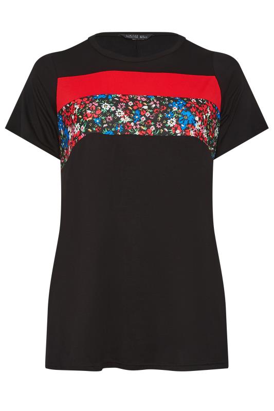 LIMITED COLLECTION Plus Size Curve Black Colourblock Floral Ditsy T-Shirt | Yours Clothing  6