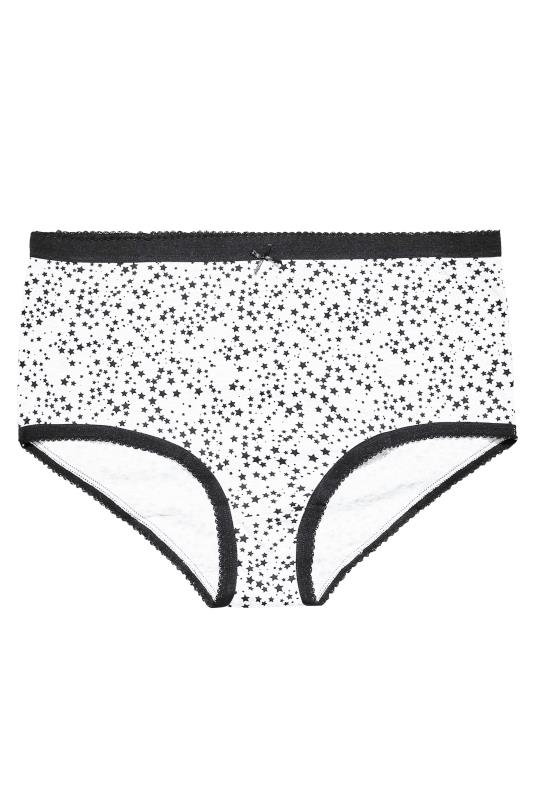 YOURS Plus Size 5 PACK Curve White Star Print High Waisted Full Briefs | Yours Clothing  4