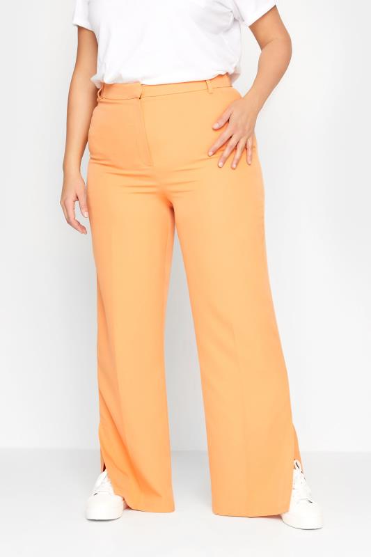  Grande Taille LTS Tall Bright Orange Split Hem Wide Leg Trousers