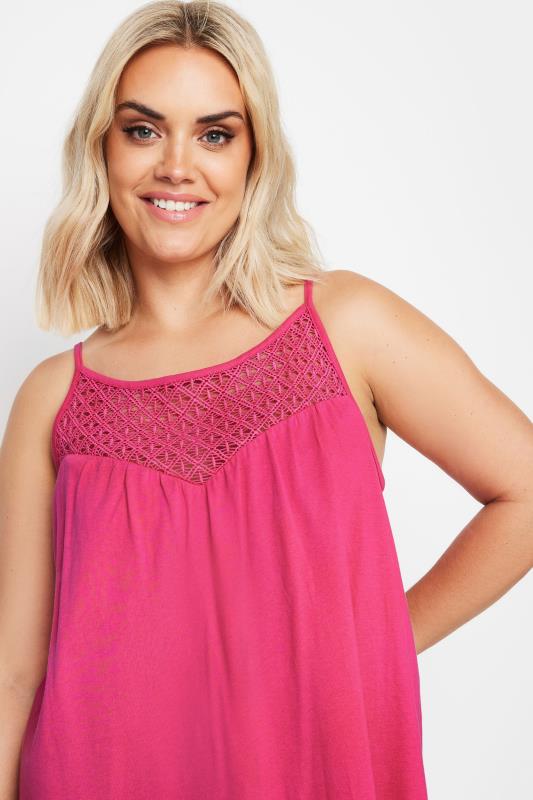 YOURS Curve Plus Size Pink Crochet Vest Top | Yours Clothing  4