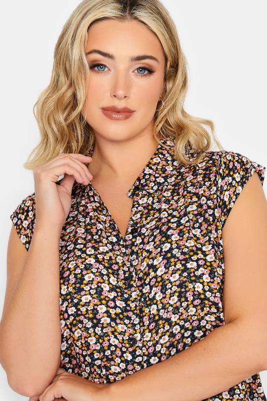 YOURS Plus Size Black Floral Sleeveless Blouse | Yours Clothing 5
