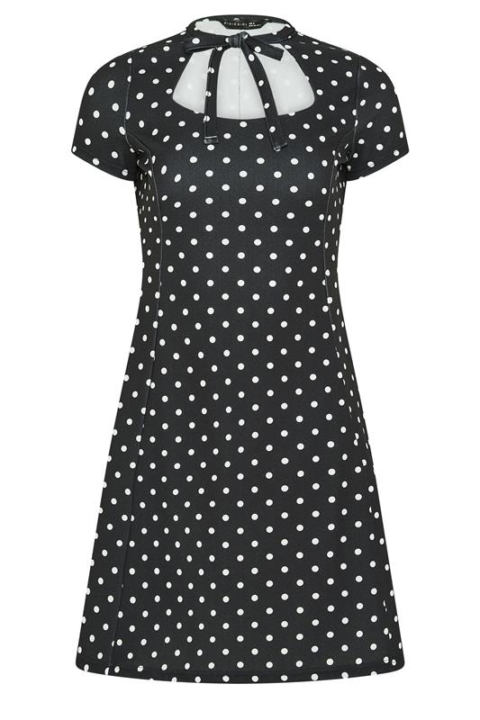 PixieGirl Petite Minikleid in Schwarz mit Punktemuster und Bindeband 