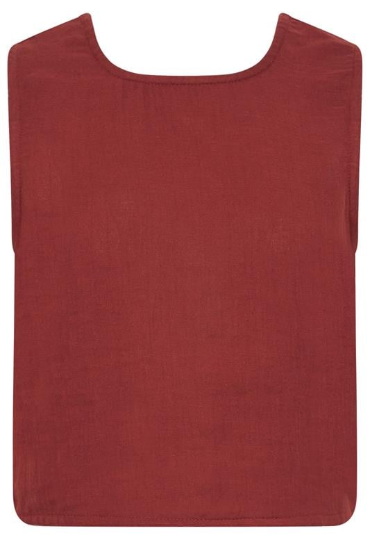 PixieGirl Petite Women's Brick Red Cotton Cheesecloth Top | PixieGirl 5