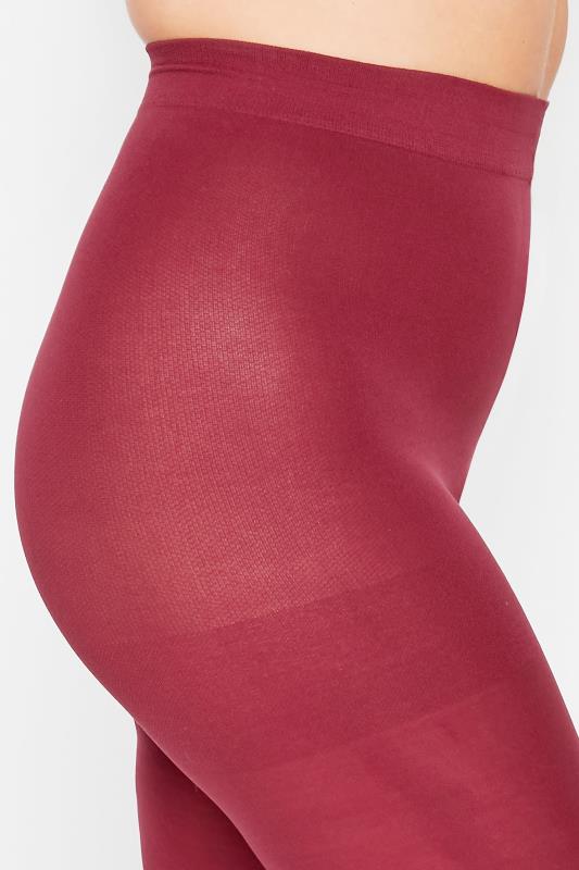Burgundy Red 90 Denier Tights | Yours Clothing 2