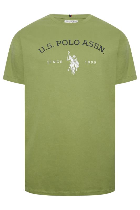 U.S. POLO ASSN. Big & Tall Khaki Green Graphic Logo T-Shirt | BadRhino 2