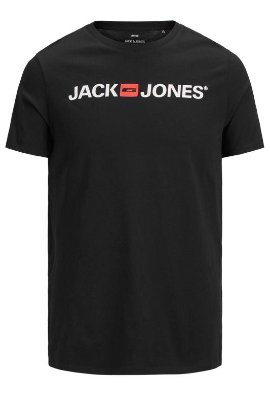 JACK & JONES Big & Tall Black Printed Logo T-Shirt | BadRhino 2