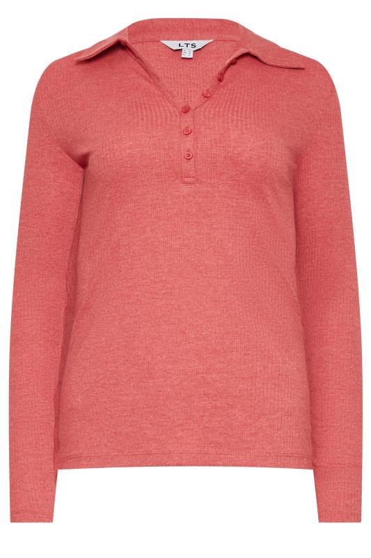 LTS Tall Women's Pink Ribbed Polo Top | Long Tall Sally 6