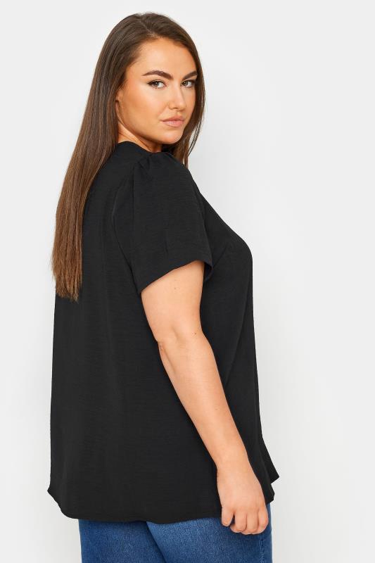 YOURS Plus Size Black Button Front Blouse | Yours Clothing 2