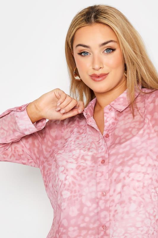 YOURS LONDON Plus Size Pink Leopard Print Chiffon Shirt | Yours Clothing  4