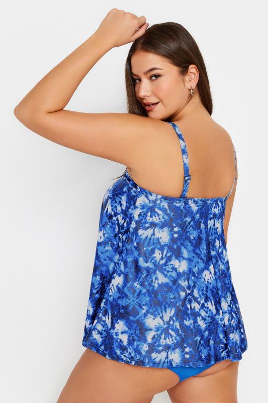 YOURS Plus Size Blue Tie Dye A-Line Tankini Top | Yours Clothing 5