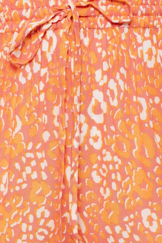 LIMITED COLLECTION Plus Size Curve Orange Leopard Print Crinkle Shorts | Yours Clothing  4