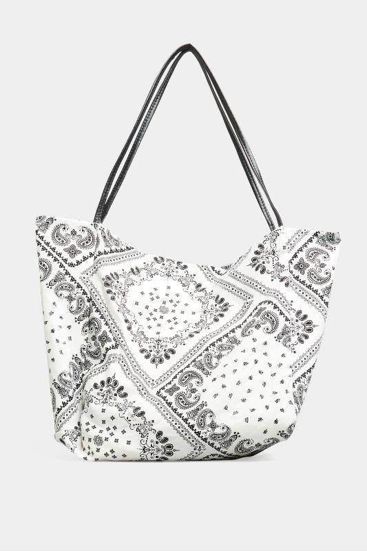 White Paisley Print Tote Bag | Yours Clothing  3