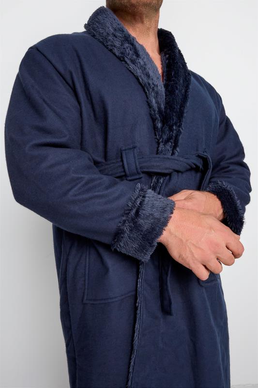 KAM Big & Tall Blue Sherpa Lined Dressing Gown 2