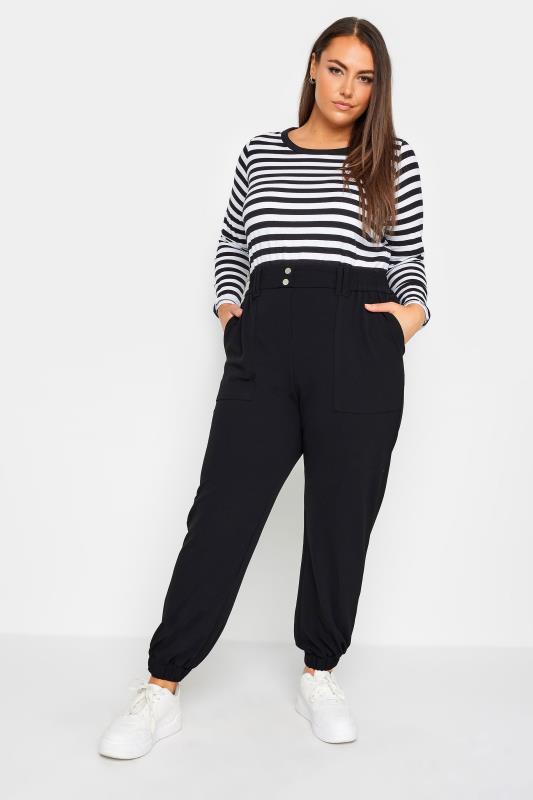 YOURS Plus Size Black Scuba Cuffed Cargo Joggers | Yours Clothing 2