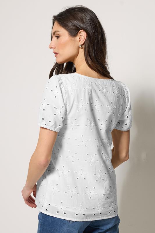 M&Co White Broderie Short Sleeve Cotton Top | M&Co 4