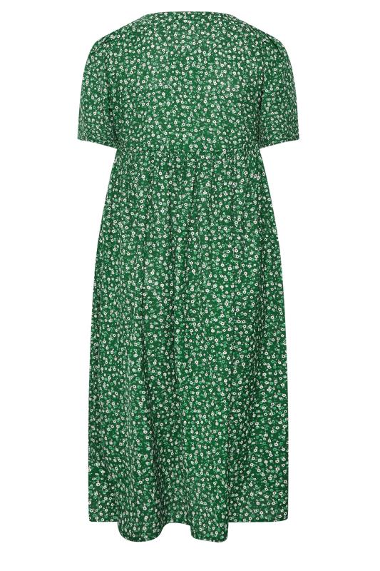 YOURS Plus Size Green Daisy Print Smock Dress | Yours Clothing 7