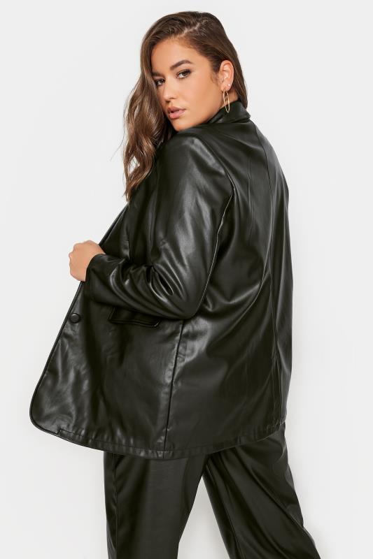 YOURS Plus Size Black Faux Leather Blazer | Yours Clothing 4