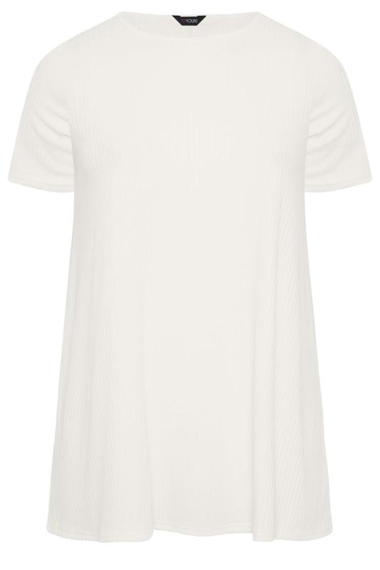 YOURS Curve Plus Size White Ribbed Swing T-Shirt | Yours Clothing  5