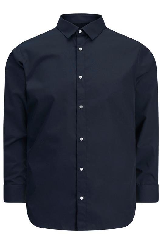 JACK & JONES Big & Tall Navy Blue Long Sleeve Shirt | BadRhino 2