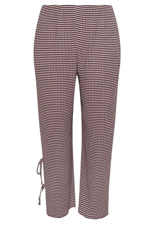 LIMITED COLLECTION Curve Pink Gingham Tie Side Trousers | Yours Clothing 5