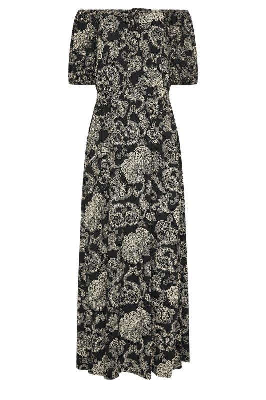 LTS Tall Women's Black Paisley Print Bardot Midaxi Dress | Long Tall Sally 5
