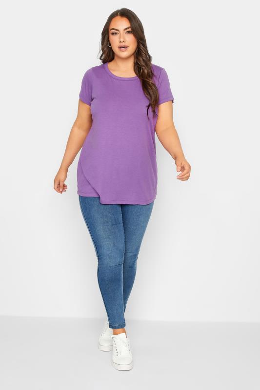 YOURS Curve Plus Size Essential Purple T-Shirt | Yours Clothing  2