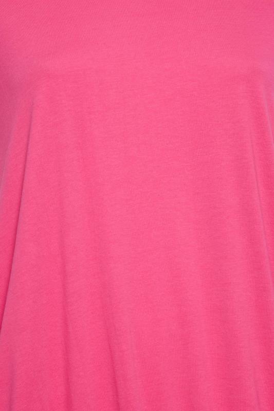 YOURS Plus Size Pink Lace Sleeve Bubble Hem T-Shirt | Yours Clothing 5