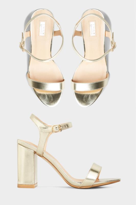 LIMITED COLLECTION Gold Block Heeled Sandal In Extra Wide EEE Fit 2