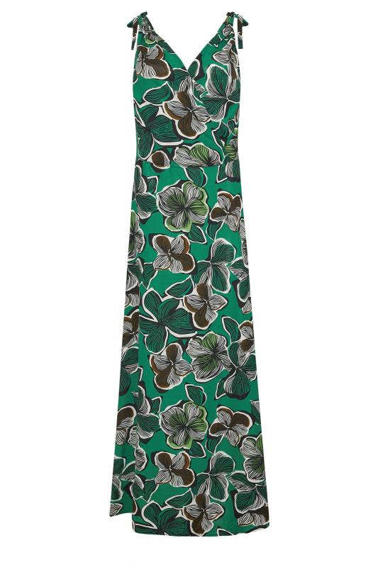 LTS Tall Green Tropical Print Shoulder Tie Maxi Dress 6