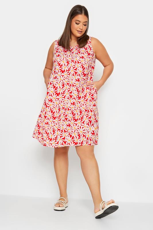 YOURS Plus Size Red Floral Print Swing Dress | Yours Clothing 2