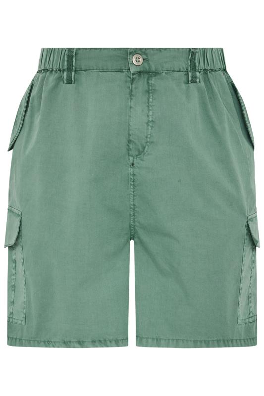 YOURS Plus Size Sage Green Cotton Cargo Shorts | Yours Clothing 5