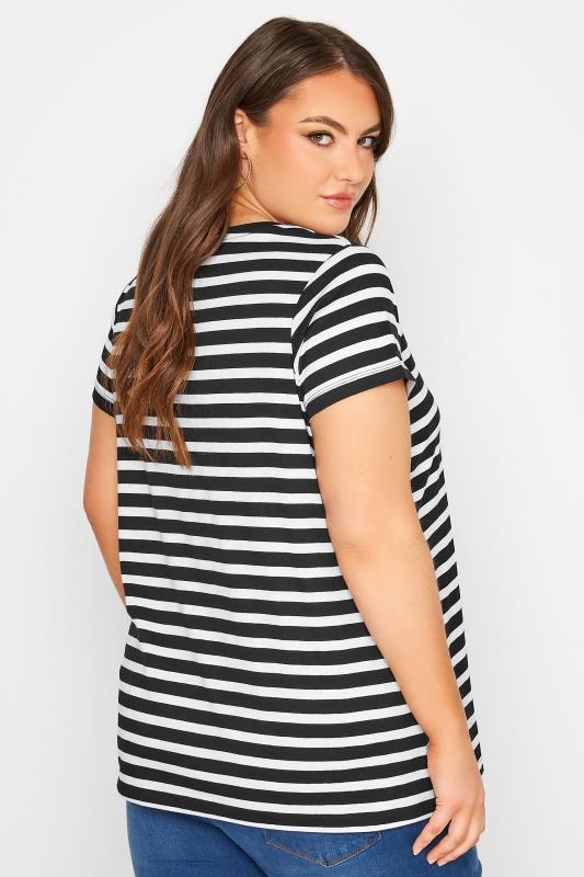 3 PACK Plus Size Black & White & Stripe T-Shirts | Yours Clothing 4