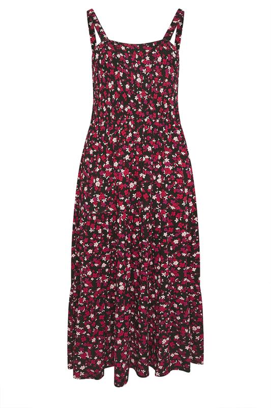 YOURS Plus Size Black Floral Shirred Dress | Yours Clothing 5
