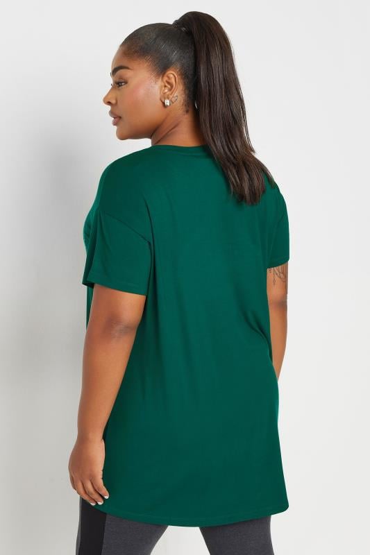 YOURS ACTIVE Plus Size Green 'Be Positive' Slogan Top | Yours Clothing 4