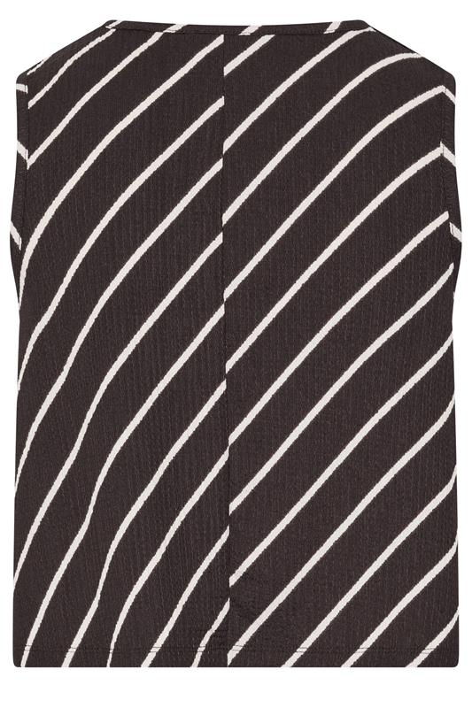 YOURS Plus Size Chocolate Brown Stripe Vest Top | Yours Clothing 2