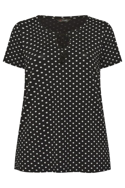 Plus Size Black Polka Dot Tassel T-Shirt | Yours Clothing 6