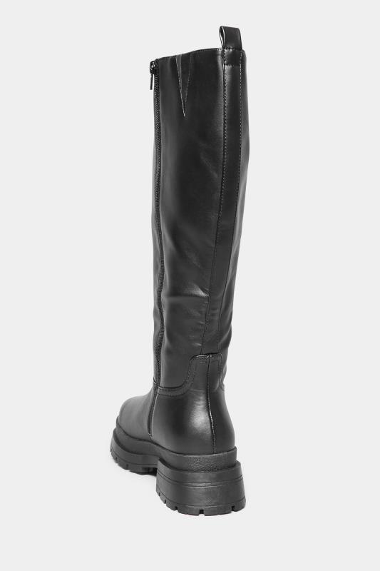 LIMITED COLLECTION Black Faux Leather Pull On Knee High Boots In Extra Wide Fit | Yours Clothing 4