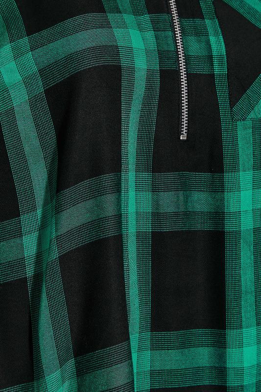Curve Green & Black Checked Zip Top | Yours Clothing 5